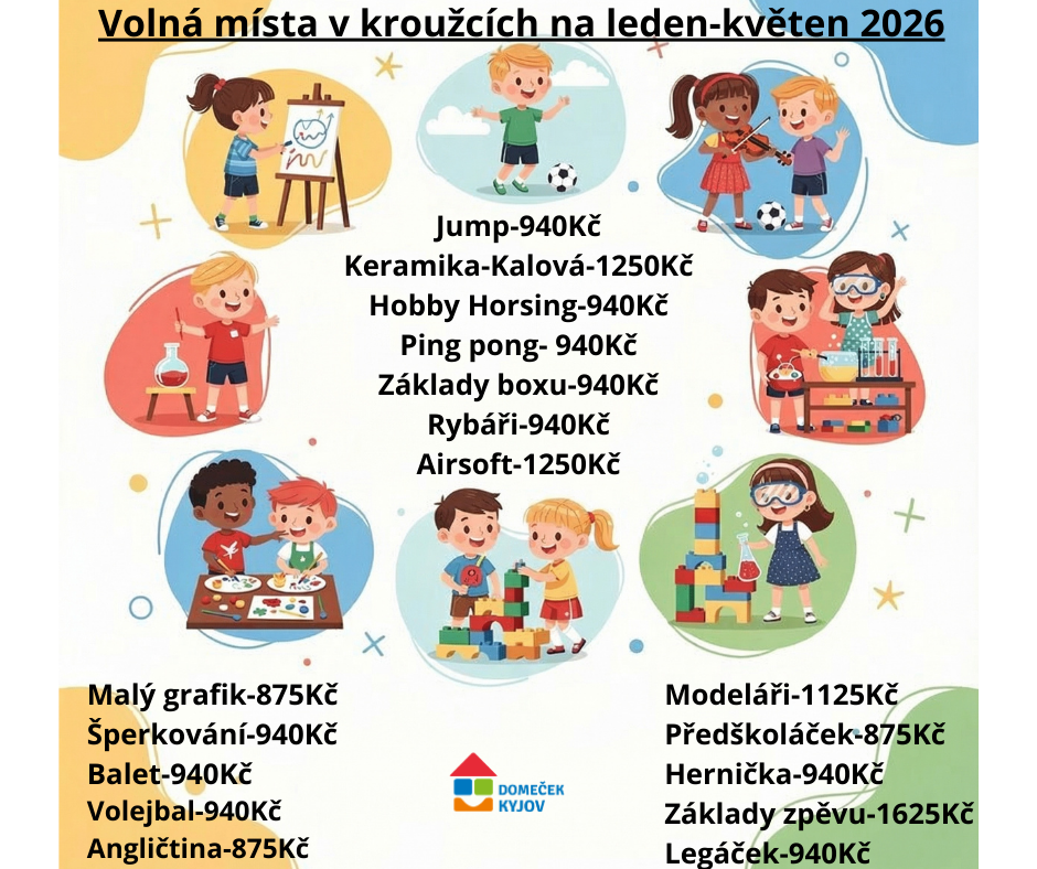 volná místa v kroužcích od ledna 2026
