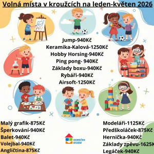 volná místa v kroužcích od ledna 2026
